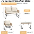 thumbnail image 2 of LHBcraft 4-Piece Outdoor Patio Furniture Set - All-Weather Wicker Conversation Set with Cushions & Tempered Glass Table, 2 of 8