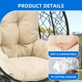 thumbnail image 3 of Dextrus Outdoor Rocking Wicker Egg Chair with Cushioned Comfort, 250lb Capacity, Anti-Slip, Black+Beige, 3 of 10