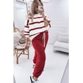 thumbnail image 6 of Women's Red Stripe Drop Shoulder Pullover and Jogger Pants Set - Casual Two Piece Outfit | [ZhiHiMeRi] | (US 8-10)M, 6 of 7