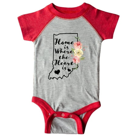 

Inktastic Indiana Home is Where the Heart is with Watercolor Floral Gift Baby Boy or Baby Girl Bodysuit