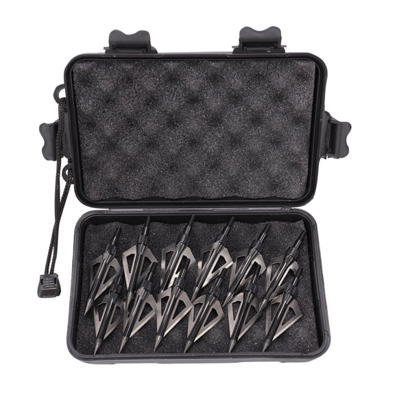 3-Blade Fixed Broadheads 100 Grain Screw-in Archery Arrow Tips for Compound Bow, Pack of 12, Black