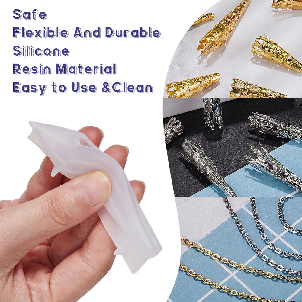 1Set Pendulum Crystal Point Resin Silicone Molds Resin Jewelry Casting Pendulum Molds with Metal Bead Caps Screw Eye Pin Jump Ring Cable Chain Pipette for Resin Jewelry Pendant