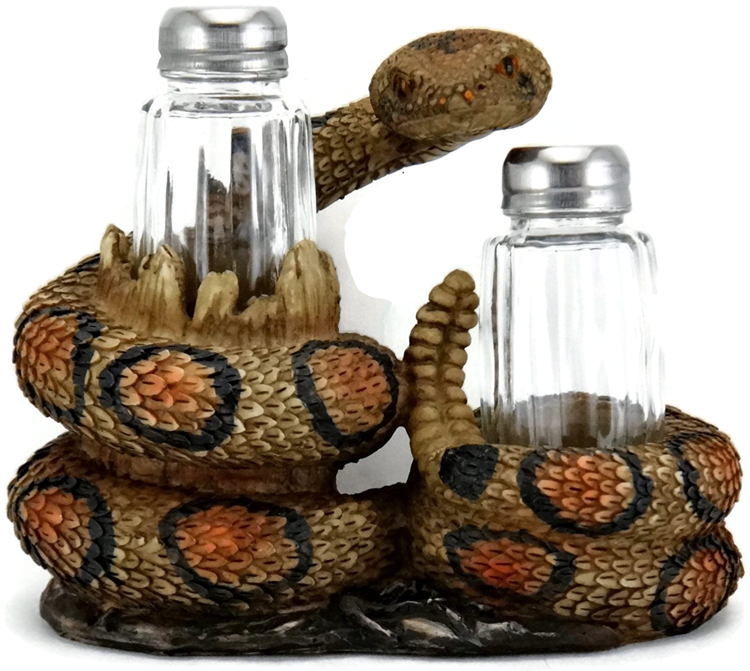 3D Coiled Rattlesnake Salt and Pepper Shaker Table Set, 3D Coiled
