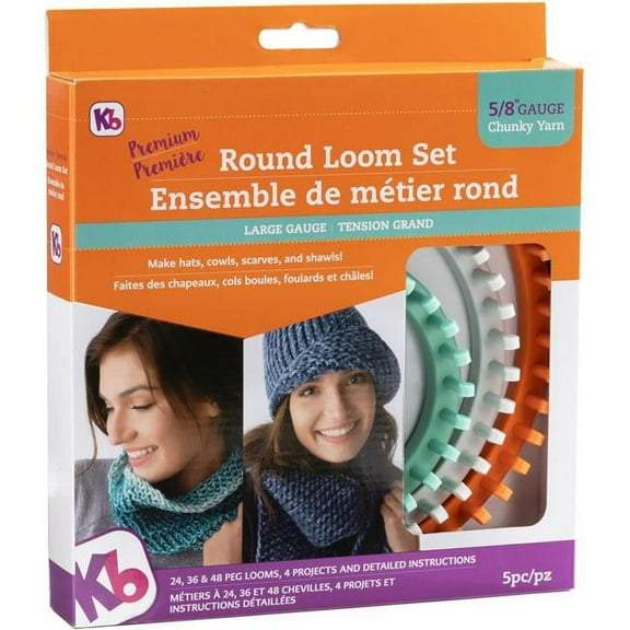 Authentic Knitting Board Premium Chunky Round Loom Set - 3 Knitting Looms, Large Gauge, For Bulky Yarn