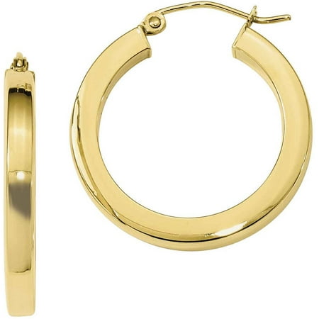 10kt Gold 3mm Polished Square Hoop Earrings