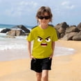 thumbnail image 5 of Kids Boys Yellow T-Shirt 100% Cotton Short Sleeve Graphic Tee Cartoon Face Print Print Crew Neck Sizes 4T-12,Size 9 T, 5 of 6
