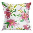thumbnail image 1 of RYLABLUE Red Pattern Pink Lilies Watercolor Flowers on Site Green Lilly Throw Pillowcase Cushion Case Cover, 1 of 1