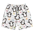 thumbnail image 2 of Honeii's Colorful Hearts Penguin Print Men's Casual Shorts with Drawstring，Swim Trunks Quick Dry Beach Shorts, 2 of 5