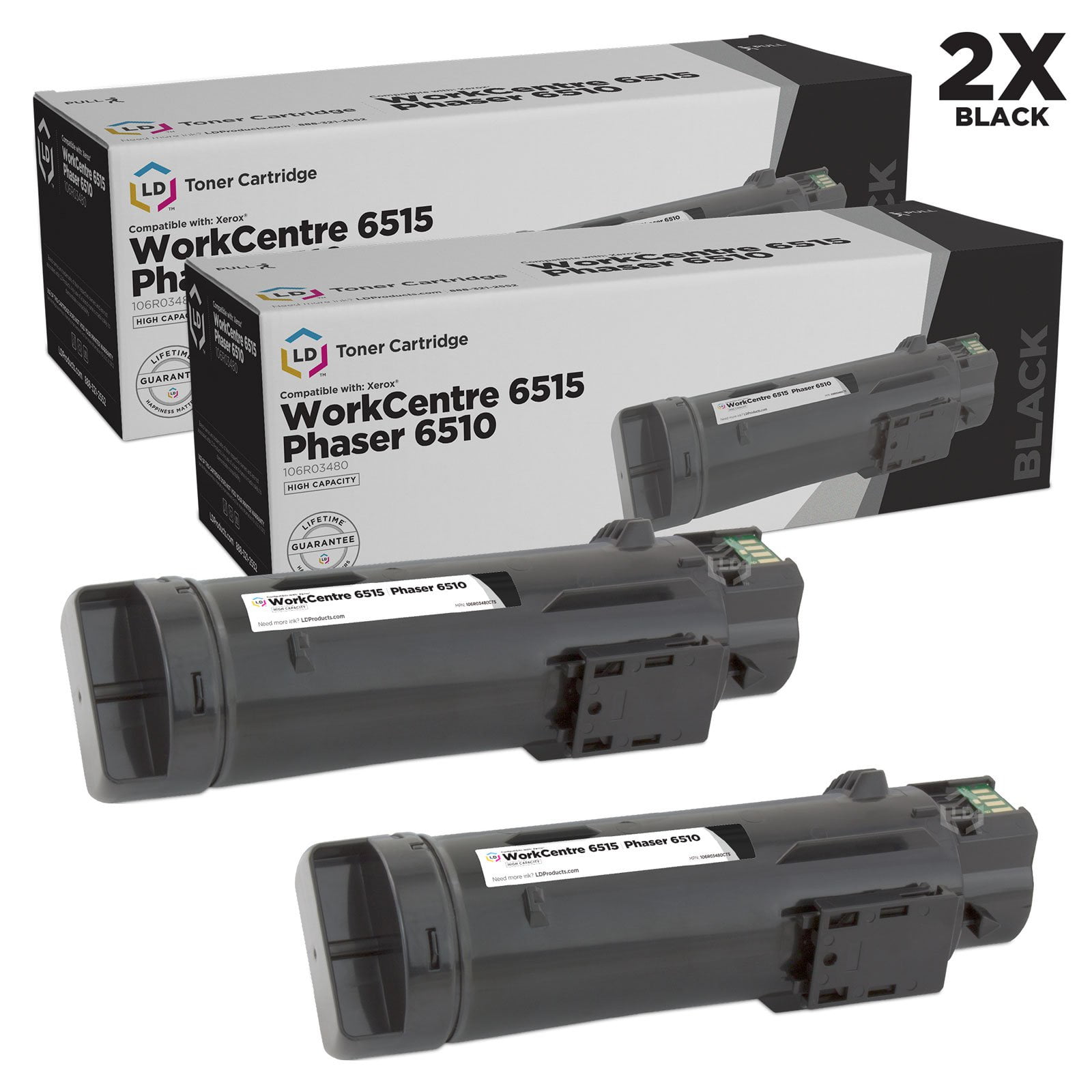 LD Compatible Xerox 106R03480 Black Toner 4PK for Phaser 6515 & WorkCentre 6515 