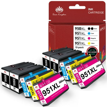 High Yield 950 XL and 951XL Replacement for HP Ink 950XL 951 Combo Pack for HP OfficeJet Pro 8600 8610 8620 8100 8630 8660 8640 276DW 251DW Printer(4 Black, 2 Cyan, 2 Magenta, 2 Yellow), 10 Pack