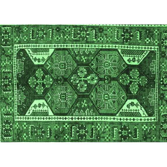 Ahgly Company Indoor Rectangle Persian Emerald Green Traditional Area Rugs, 8' x 10'