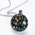 thumbnail image 2 of Christmas Tree Circular Glass Pendant Necklace - Women's Statement Necklaces, 2 of 5
