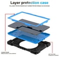 thumbnail image 2 of ELEHOLD Rugged Case for Samsung Galaxy Tab A8 10.5" (X200/X205/X207),Three-Layer Protection PC+Silicone Case with 360° Rotatable Kickstand Folding Handle Grip Shoulder Strap Shockproof Case,Black/Blue, 2 of 8