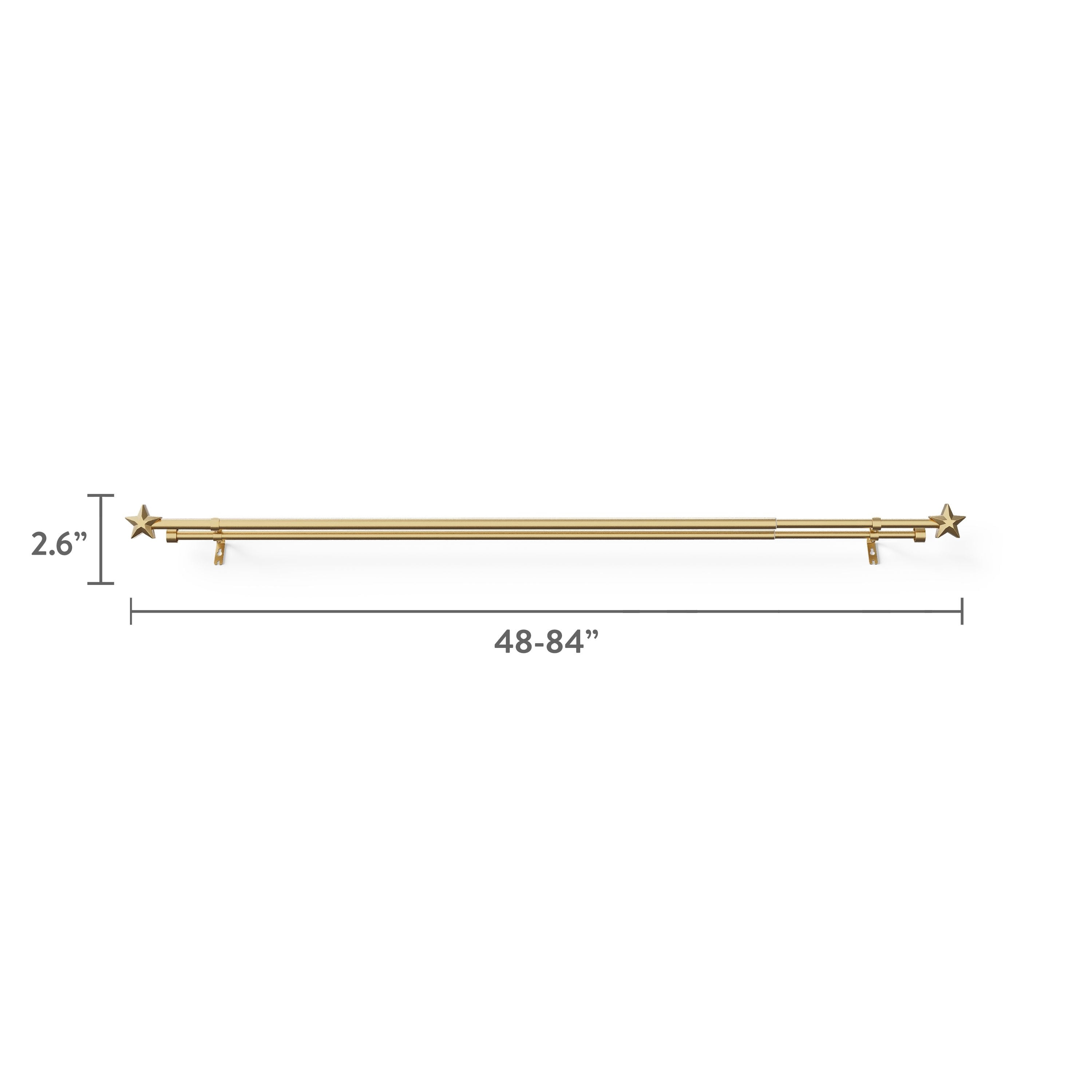 Mainstays Kids 3/4" Gold Star Adjustable Double Curtain Rod, 48"-84"