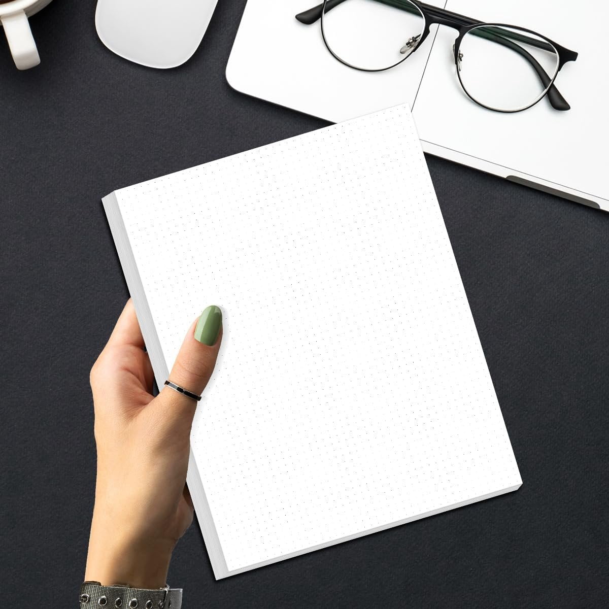 Unpunched Dotted Paper, Letter Size 100Sheets / 200Pages Loose-Leaf Paper, 100gsm White Paper, 8.5'' x 11''