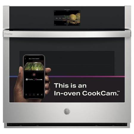 GE Profile - 30" Smart Built-In Single Electric Convection Wall Oven with Air Fry & In-Oven Camera - Stainless Steel