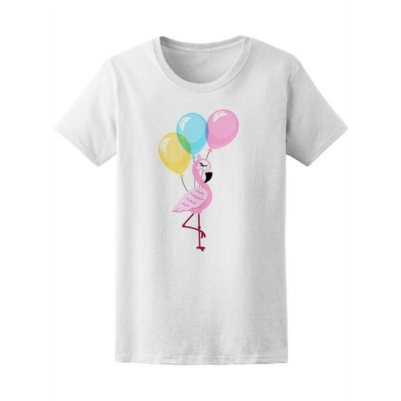 Flamingo With Balloons T-Shirt Women -Image by Shutterstock, Female Medium