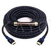 KAYO ESSENTIALS Hi_Speed HDMI2.0 Cable 75 FT with SIGNAL BOOSTER+USB Charger+Cable Tie_ BLUE+BLACK Sleeve