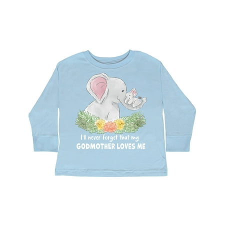 

Inktastic I ll Never Forget That My Godmother Loves Me Cute Elephants Gift Toddler Boy or Toddler Girl Long Sleeve T-Shirt