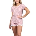 thumbnail image 1 of Doublju Women's Short Sleeve Round Neck Pajama Sleepwear 2 pcs Set (Plus Size Available), 1 of 4
