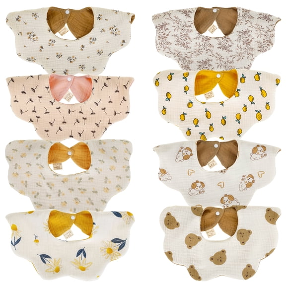 8Pcs Baby Drooling Bibs Cotton Newborn Bibs Quick Absorbent Baby Burp Cloth Machine Washable for Boys Girls Newborn