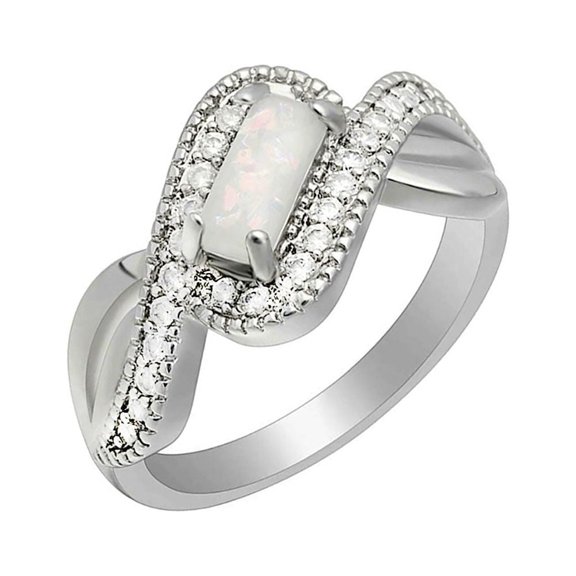 Rio Statement Ring Cz Fire Opal White Gold Plated Womens Ginger Lyne Collection