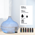 thumbnail image 4 of Wood Grain Aromatherapy Diffuser  550ml Ultrasonic Humidifier  Remote Control  6 Luxury Oils  Silent Operation, 4 of 6