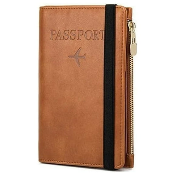 Fankiway Leather Passport Holder Travel Wallet For Men And Women, Multifunctional Ultra-thin Portable Wallet, With Zippers, Best Gift for Family and Friend