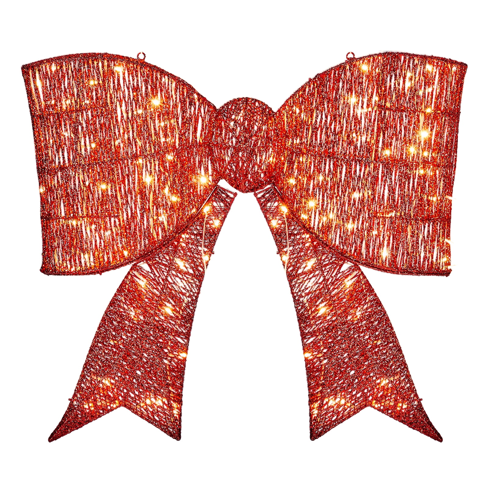 Pre-Lit Outdoor Giant Bowknot Christmas Decoration, Lighted Metal Frame with 124 Warm White LED Lights, for Front Door Gate Wall Indoor Outdoor Holiday Party