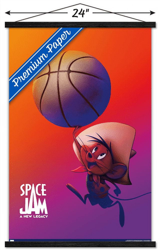 Space Jam: A New Legacy - Speedy Gonzales One Sheet Wall Poster with Wooden Magnetic Frame, 22.375" x 34"