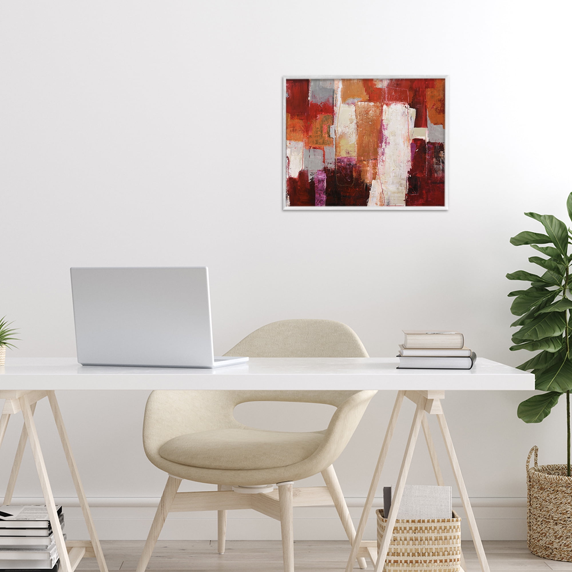 Deconstructed City Abstract White Framed Giclee Art, design by Design Fabrikken