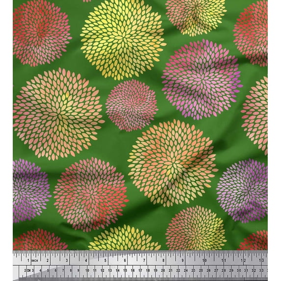 Soimoi Green Rayon Fabric Artistic Floral Print Fabric by the Yard 42 Inch Wide