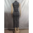 thumbnail image 5 of Stylish Cutout Denim Dress with Front Slit (S, Blue), 5 of 6