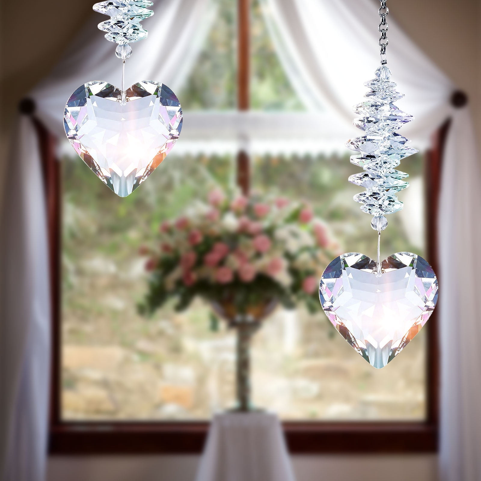 1 x suncatcher mobile lead crystal glass beads outdoor garden home decor cluster 