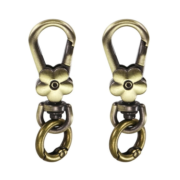 2 Pcs Metal Keychain Clip Swivel Lobster Claw Clasp Quick Release Key Ring Detachable Double Opening Snap Hooks for Jewelry Making Crafts Backpack Bag Lanyard, Bronze Tone