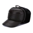 thumbnail image 1 of Adjustable Size Men Genuine Leather Hat Autumn Winter Warm Hats For Men Flat Cap ,Classic Design, 1 of 6