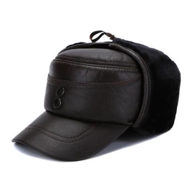 Adjustable Size Men Genuine Leather Hat Autumn Winter Warm Hats For Men Flat Cap
