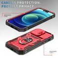 thumbnail image 3 of Dteck Case for iPhone 15 Pro with Slide Lens Cover, Shockproof Finger Ring Holder Stand, Military Grade Drop Protection fit Magnetic Car Mount for iPhone 15 Pro,Red/Black, 3 of 11