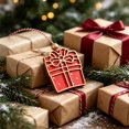thumbnail image 5 of Red Gift Box Wooden Christmas Ornament, Rustic Holiday Tree Hanging Decor with Wood Bead, Cute Xmas Party Home Decoration Gift, 2.76 Inch, 5 of 7