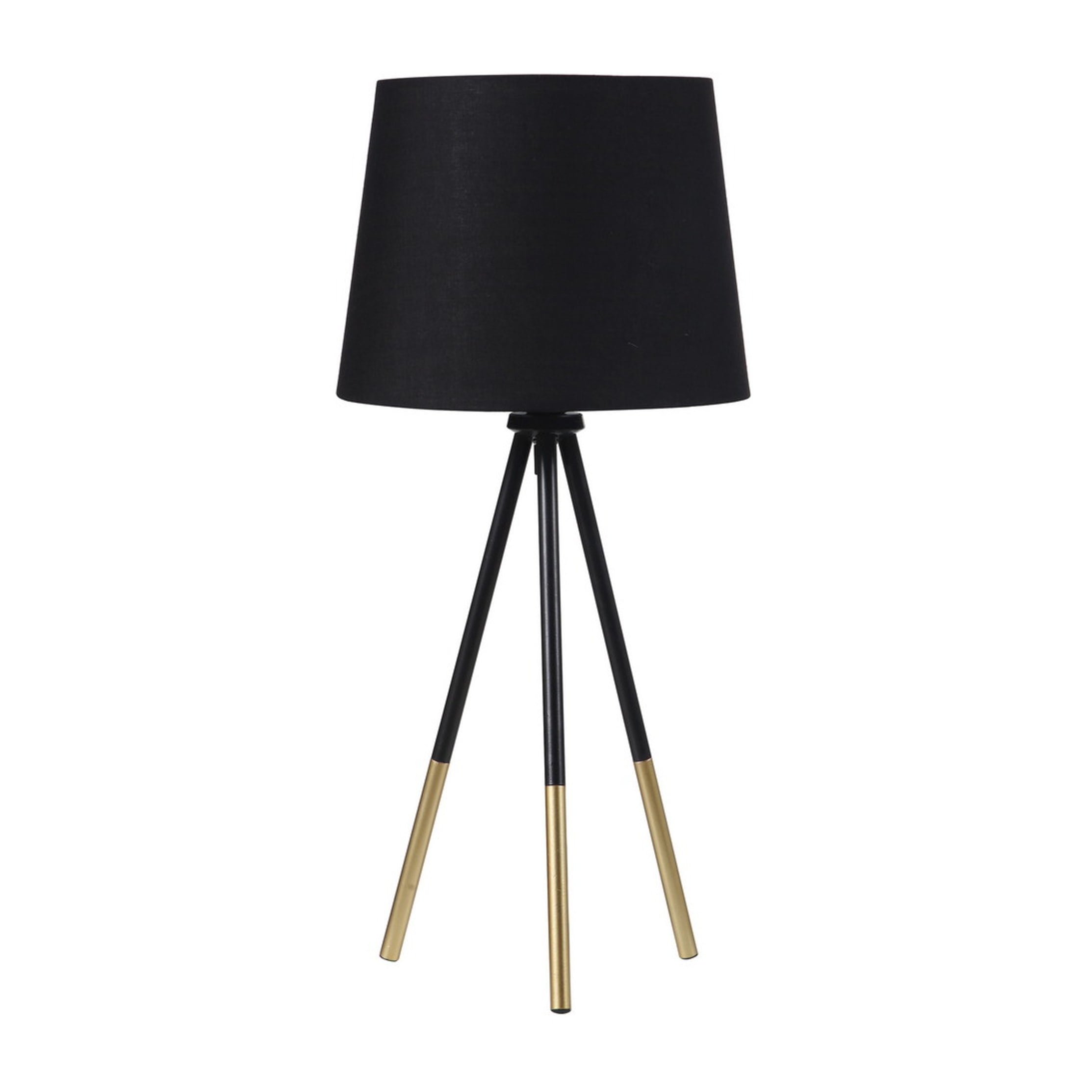 Noble House 20" Devon Tripod Metal Table Lamp, Vintage Design with Semi-Drum Shade, for Small Space, Matte Black