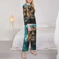thumbnail image 3 of Yiaed Hawaiian Swimming Lion Print Pajamas Women's Long Sleeve Sleepwear Soft Button Down Loungewear Pjs Lounge Set Nightwear Womens Pajama Pants-Large, 3 of 7