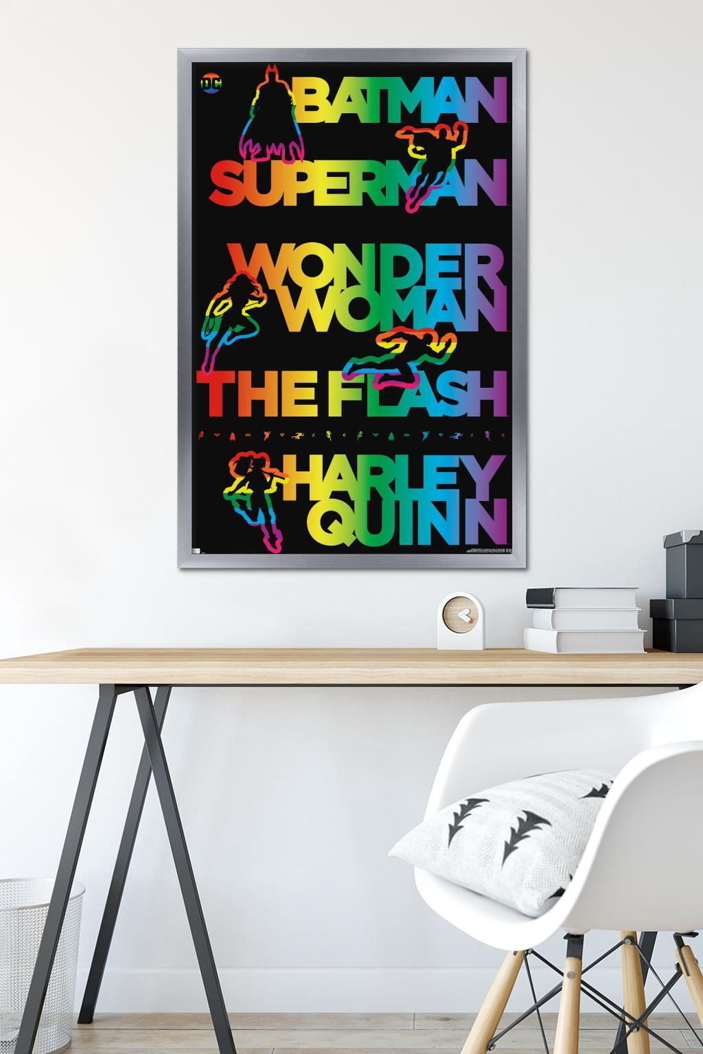 DC Comics Justice League - Rainbow Silhouette Wall Poster, 22.375" x 34" Framed
