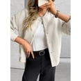 thumbnail image 4 of Womens Short Faux Fur Shearling Jacket Fall Winter Full Zip with Pockets Coats with Pocket Cream White S, 4 of 7