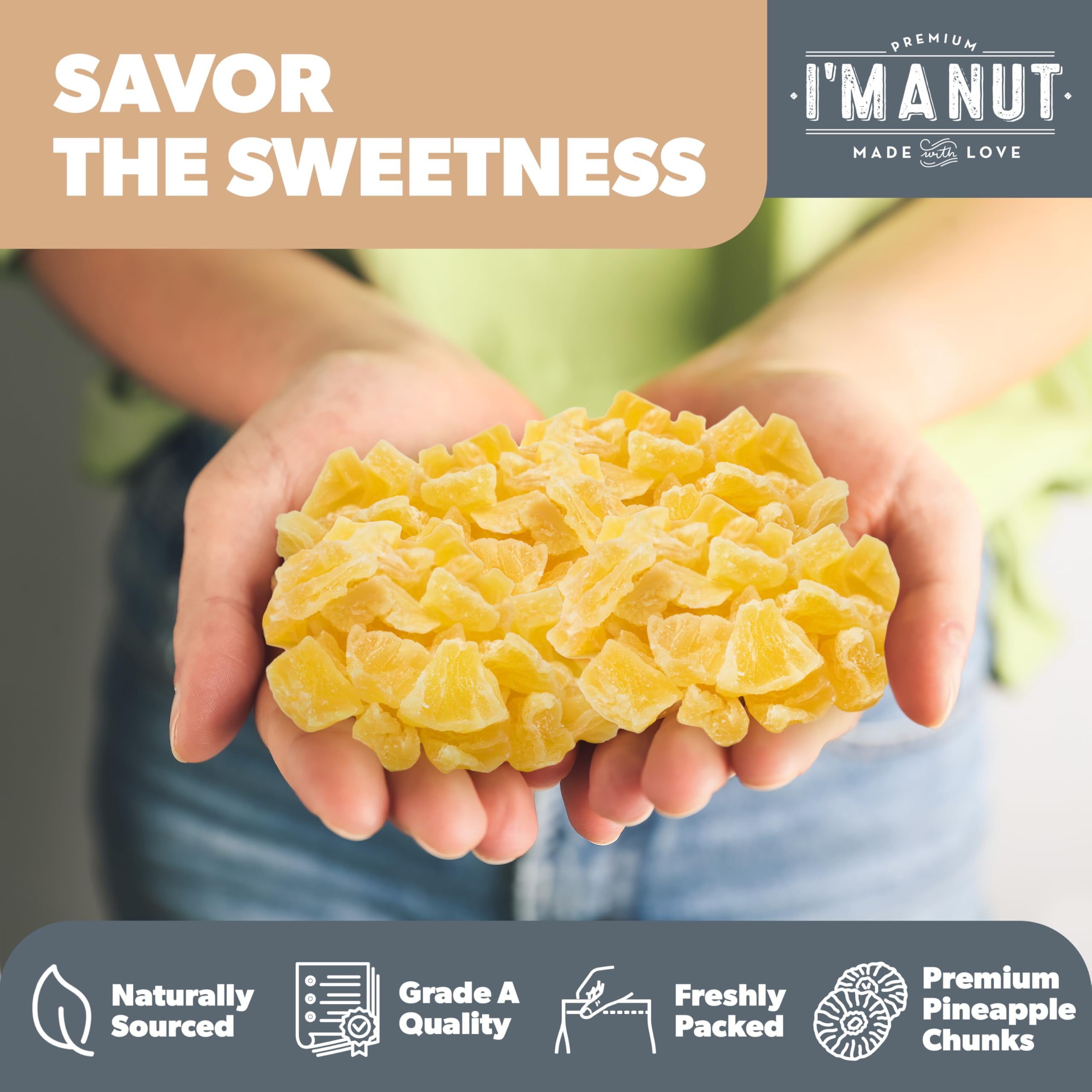 Premium Dried Pineapple 48 oz – Dried Fruit, Non-GMO, Gluten & Peanut Free, Guilt-Free Snack, Kosher