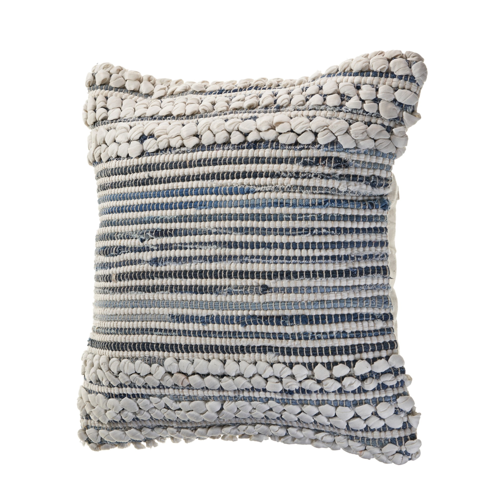 Laddha Home Designs Striped Square Throw Pillow - 18" - Blue and Gray - Set of 2