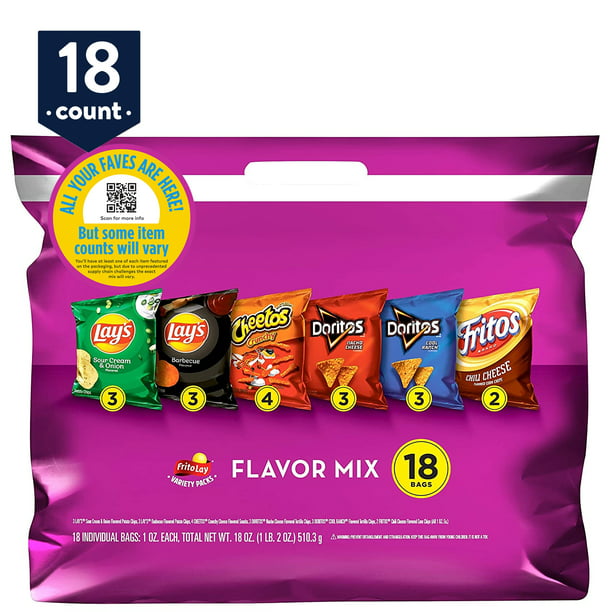 Frito-Lay Flavor Mix Snacks Variety Pack, 18 Count