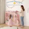 thumbnail image 3 of Curipeer Kids Dress up Storage with Mirror & Bookshelves, Wood Armoire Wardrobe Closet for Bedroom,Pink, 3 of 8
