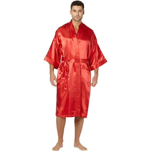 Intimo Mens' Classic Satin Robe Loungewear Sleepwear Bathrobe