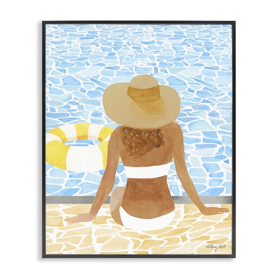 Stupell Industries Coastal Summer Poolside Chill Black Framed Giclee Art, 11 x 14, by Hillary Holt