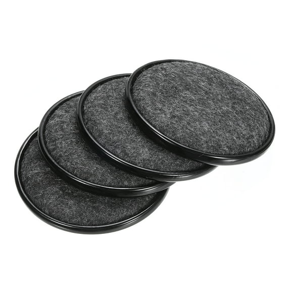 Furniture Sliders, 4Pcs 2 2/5" - Felt Round Sliding Pads, Reusable Furniture Caster Cups for Carpeted (Black)
